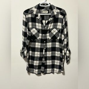 Express Boyfriend Fit Plaid Flannel Shirt